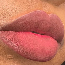 Load image into Gallery viewer, Burgundy matte lipstick lip swatch
