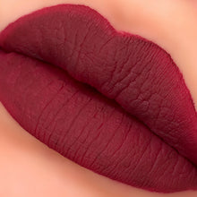 Load image into Gallery viewer, Burgundy Lipstick matte lip swatch
